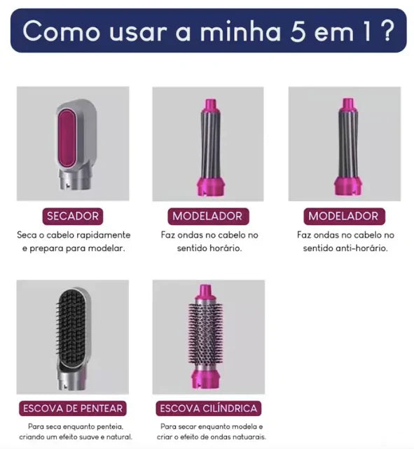 Escova Ellegance 5 em 1 Multifunciona