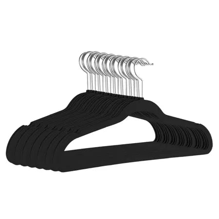 Kit 100 Unidades Cabides Veludo Slim Antideslizante Ultra Fino cores  Preto Bege Cinza