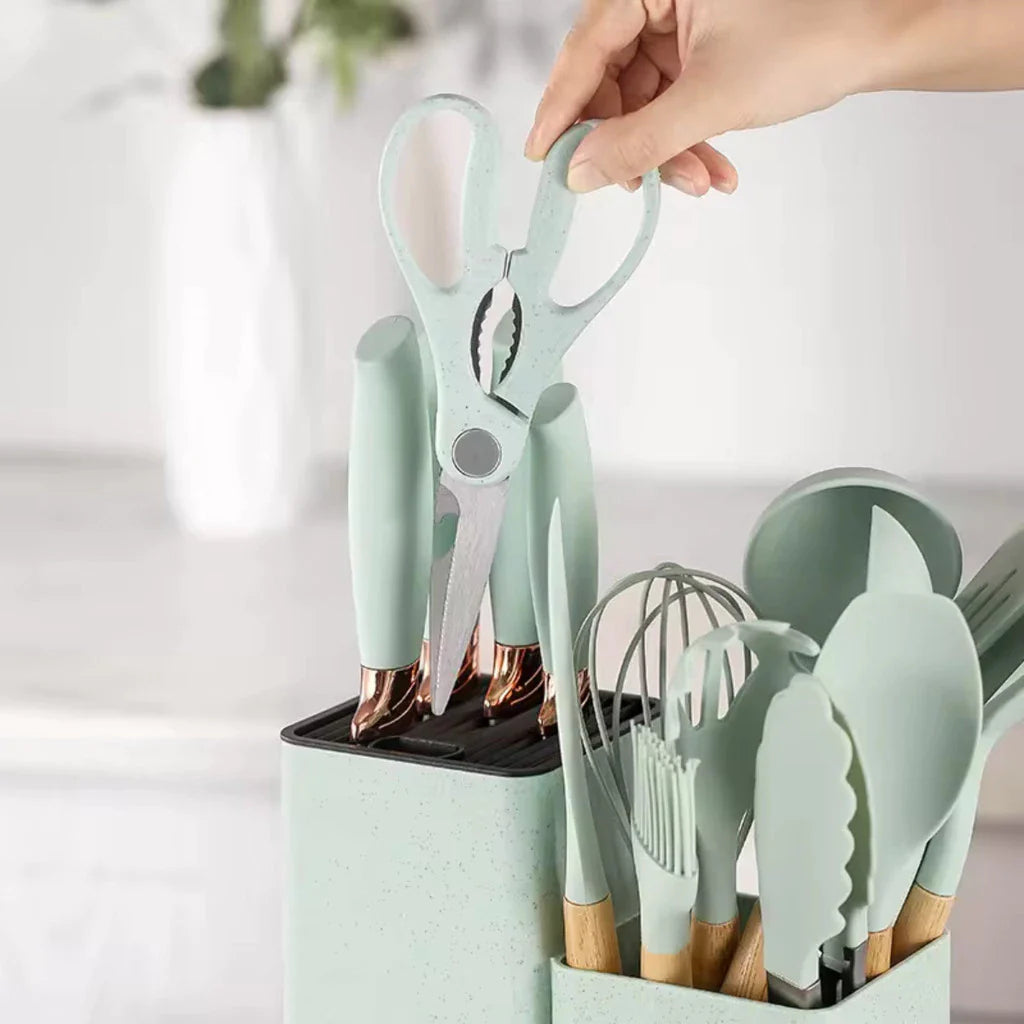 Utensílios De Cozinha Luxo 19 Peças Em Silicone