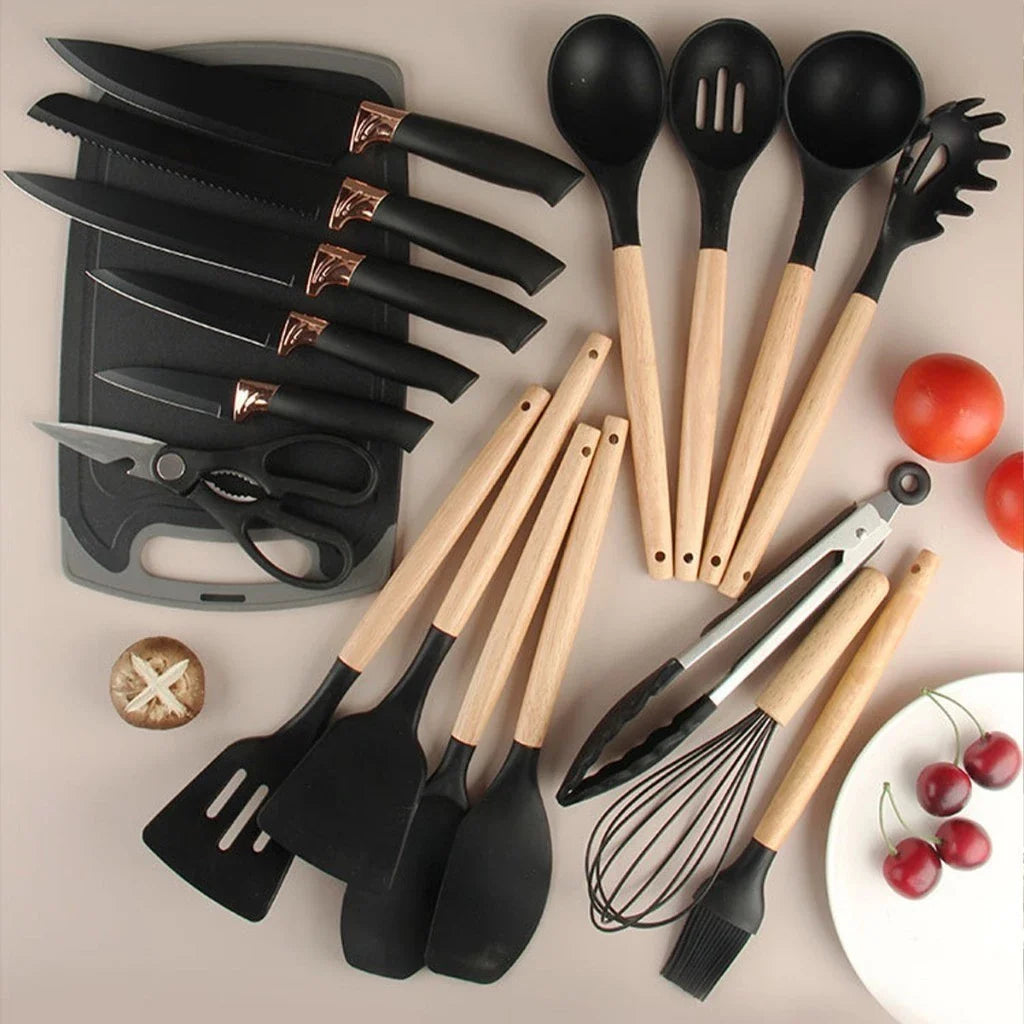 Utensílios De Cozinha Luxo 19 Peças Em Silicone