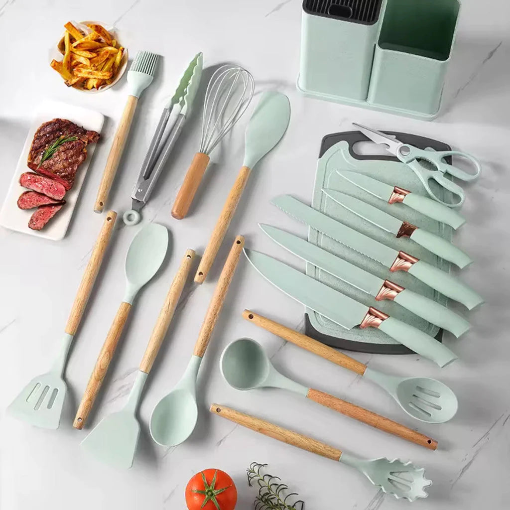 Utensílios De Cozinha Luxo 19 Peças Em Silicone
