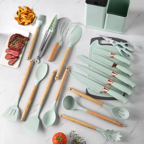 Utensílios De Cozinha Luxo 19 Peças Em Silicone